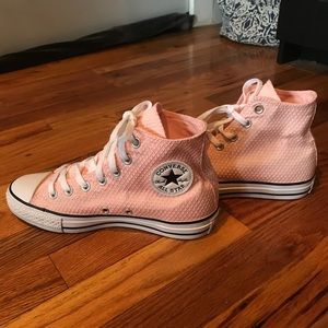 Textured pink Converse high tops
